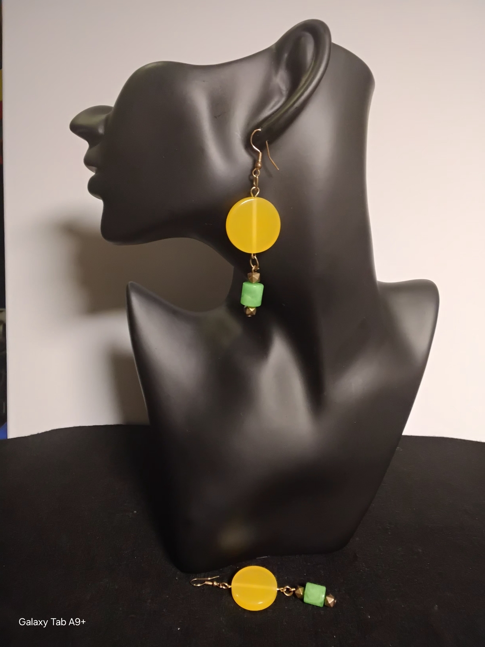 Handcrafted Yellow and Green Dangle Earrings